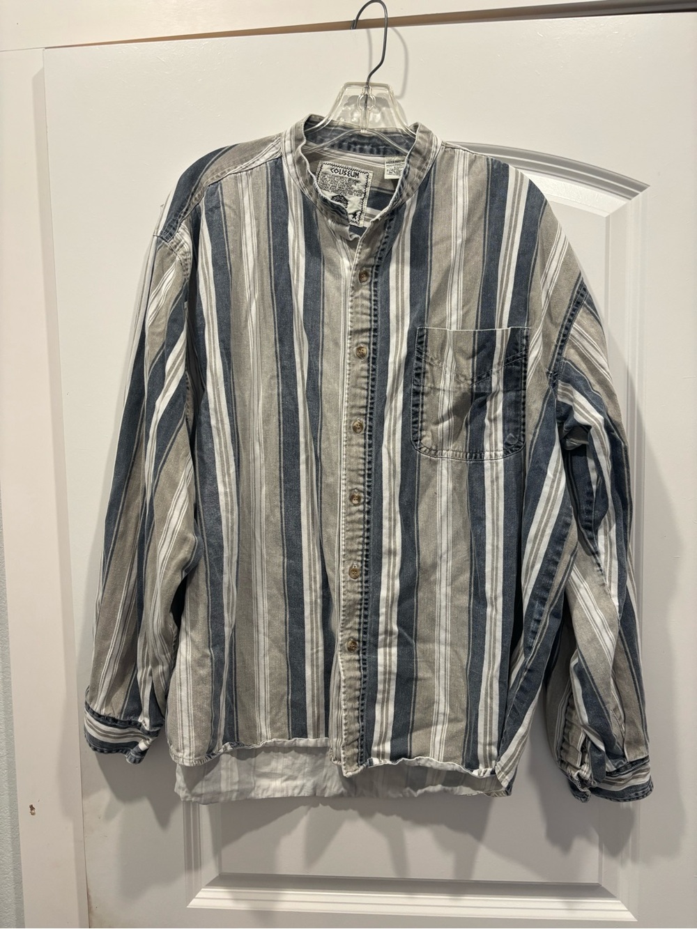 Vintage Coliseum Striped Button-Down Shirt in Navy & Cream